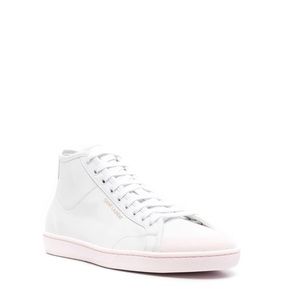 Saint Laurent Size 42 Sl/39 logo mid top sneakers white rose pink